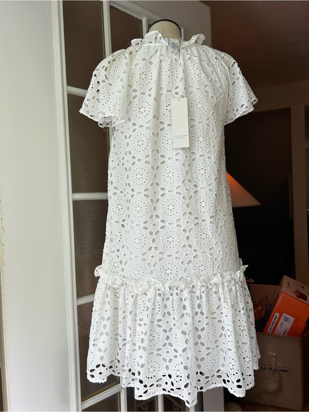 Calypso St.Barth white eyelet embroidered dress. - Picture 4 of 14
